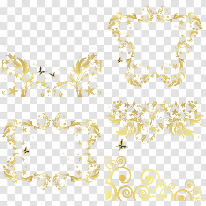 Gold Motif Pattern - Yellow - Frame Transparent PNG