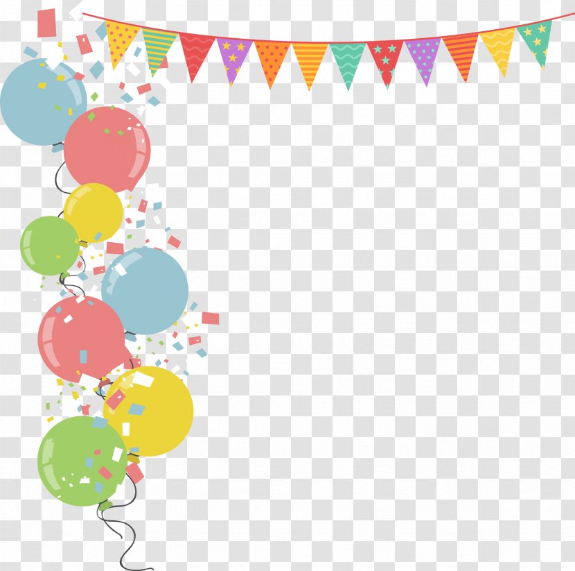 Balloon Party Stock Illustration - Colorful Balloons Border Vector Flags Transparent PNG