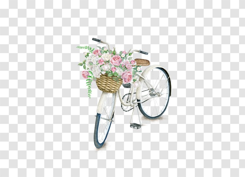 Bicycle Throw Pillow Cushion Case - Vintage Clothing - Flowers Transparent PNG