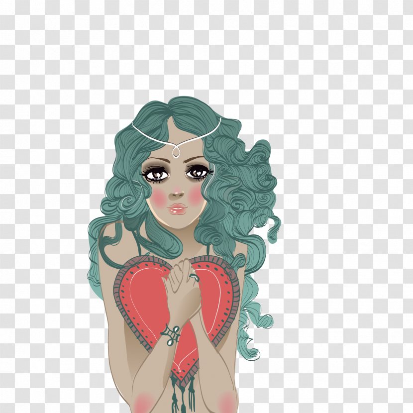 Heart-shaped Curly Hair - Silhouette - Cartoon Transparent PNG