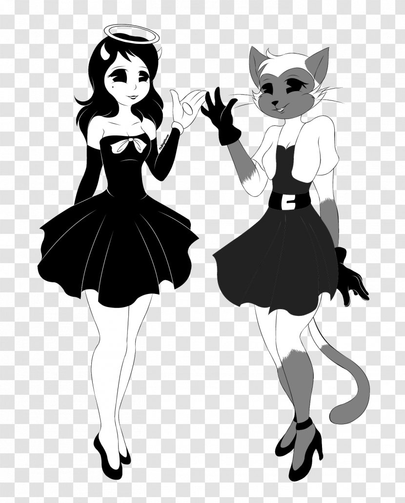 Bendy And The Ink Machine Angel Demon - Monochrome Transparent PNG