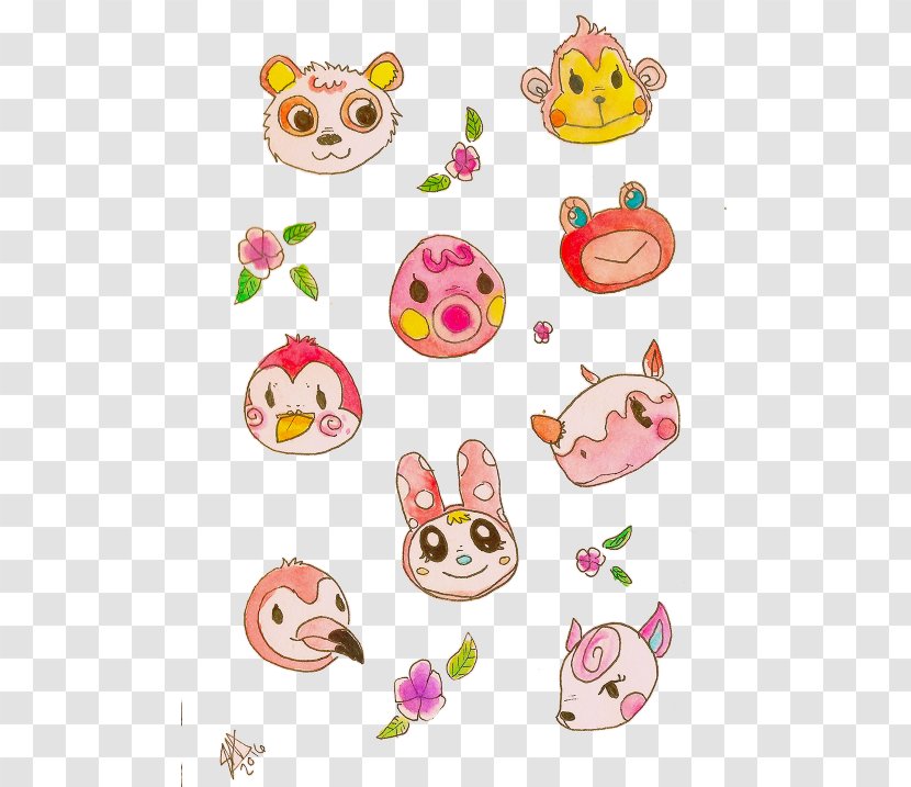 Animal Crossing: New Leaf Pocket Camp Sticker Redbubble Clip Art - Pink - Watercolor Transparent PNG
