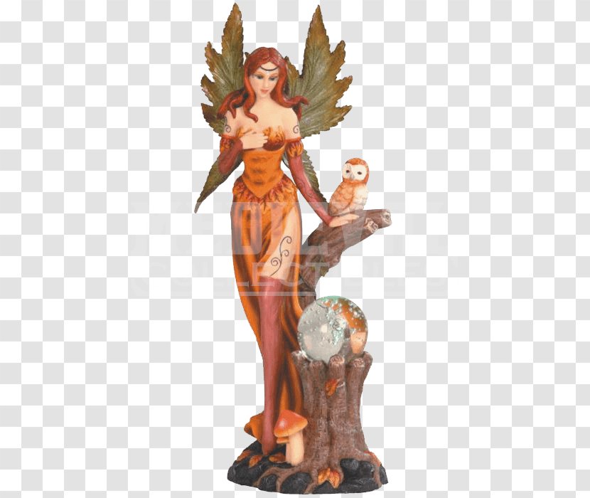 Owl Figurine Autumn Forest Fantasy Statue - Orange - Crystal Light Transparent PNG