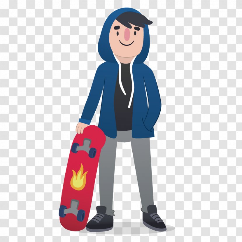Euclidean Vector Adobe Illustrator - Cartoon - Boy Holding A Skateboard Transparent PNG