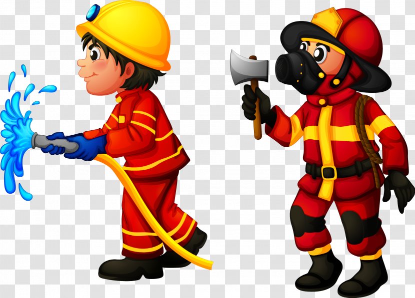 Firefighter Royalty-free Stock Photography Clip Art - Cartoon - Firefighters Are Working Transparent PNG