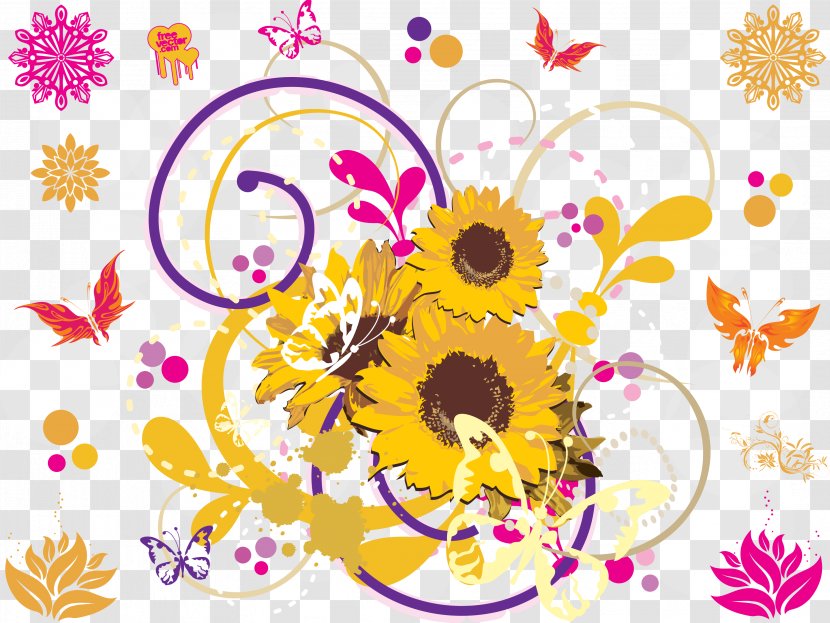 Common Sunflower Visual Arts Floral Design Illustration - Yellow - Flower Vector Transparent PNG