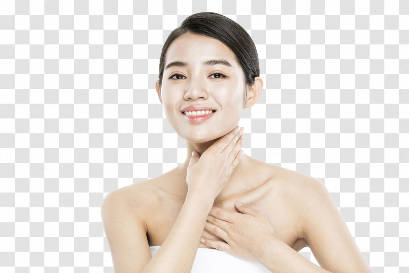 Chin Face Woman Cosmetology - A Smooth Stroking Her Neck Transparent PNG