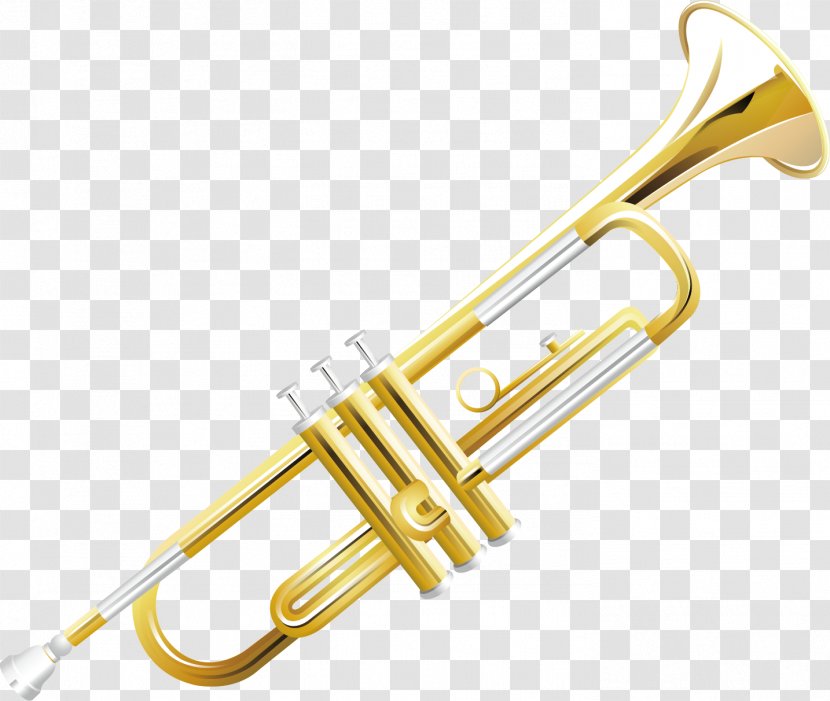 Trumpet Tenor Horn Saxophone - Cartoon - Vector Material Transparent PNG