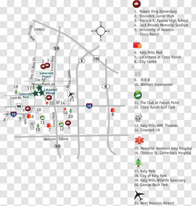 Katy Map Lakecrest Park Drive Diagram - Area Transparent PNG