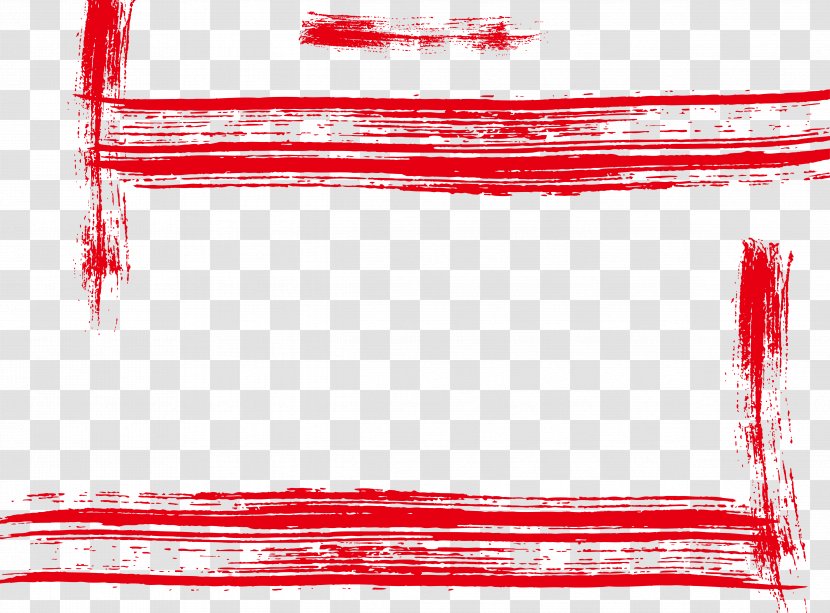 Red Paintbrush Computer File - Frame Brush Marks Transparent PNG