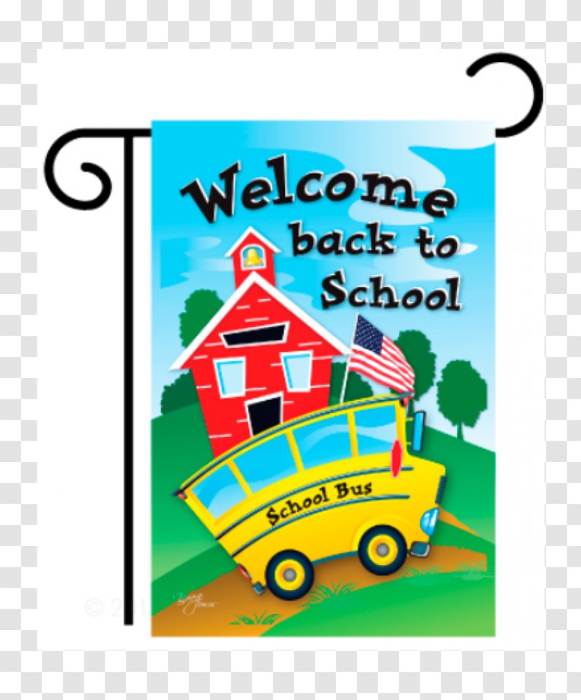 School Bus Flag Garden - Text - Back Transparent PNG