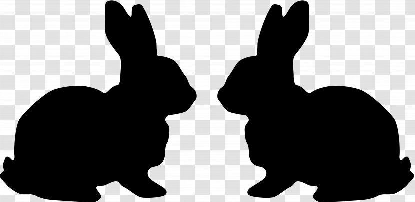 Hare Easter Bunny White Rabbit Clip Art - Black Transparent PNG