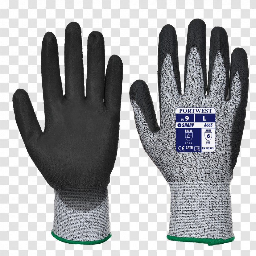 Cut-resistant Gloves Portwest Personal Protective Equipment Polyurethane - Hand - Bicycle Glove Transparent PNG