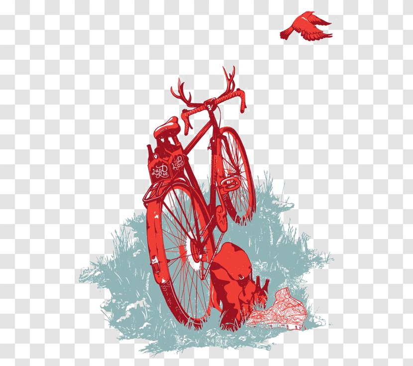 Bicycle Mountain Bike Illustration - Hand Painted Transparent PNG