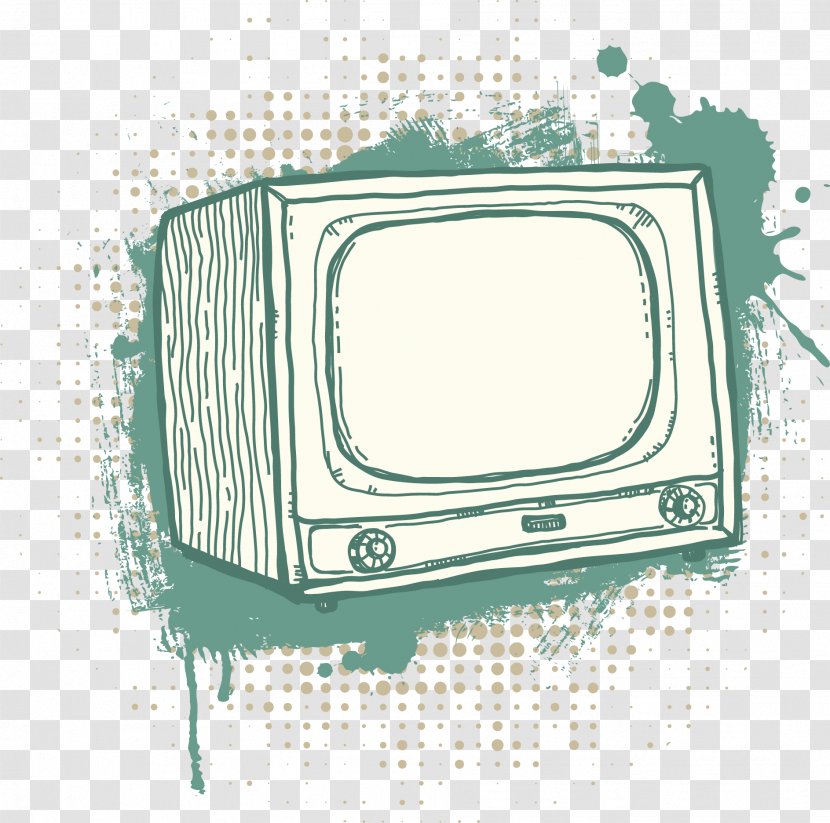 Television Set Drawing Illustration - Illustrator - Hand-painted Blue-green TV Transparent PNG