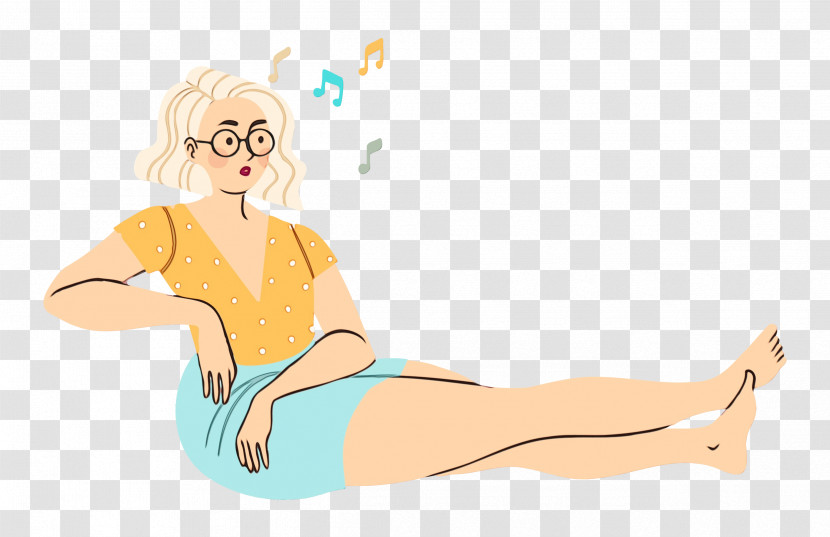 Joint Cartoon Leg Sitting Pin-up Girl Transparent PNG