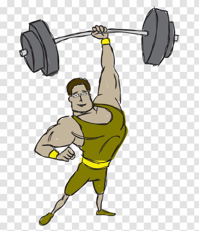 Cartoon Muscle Bodybuilding Barbell Physical Exercise - Equipment Transparent PNG