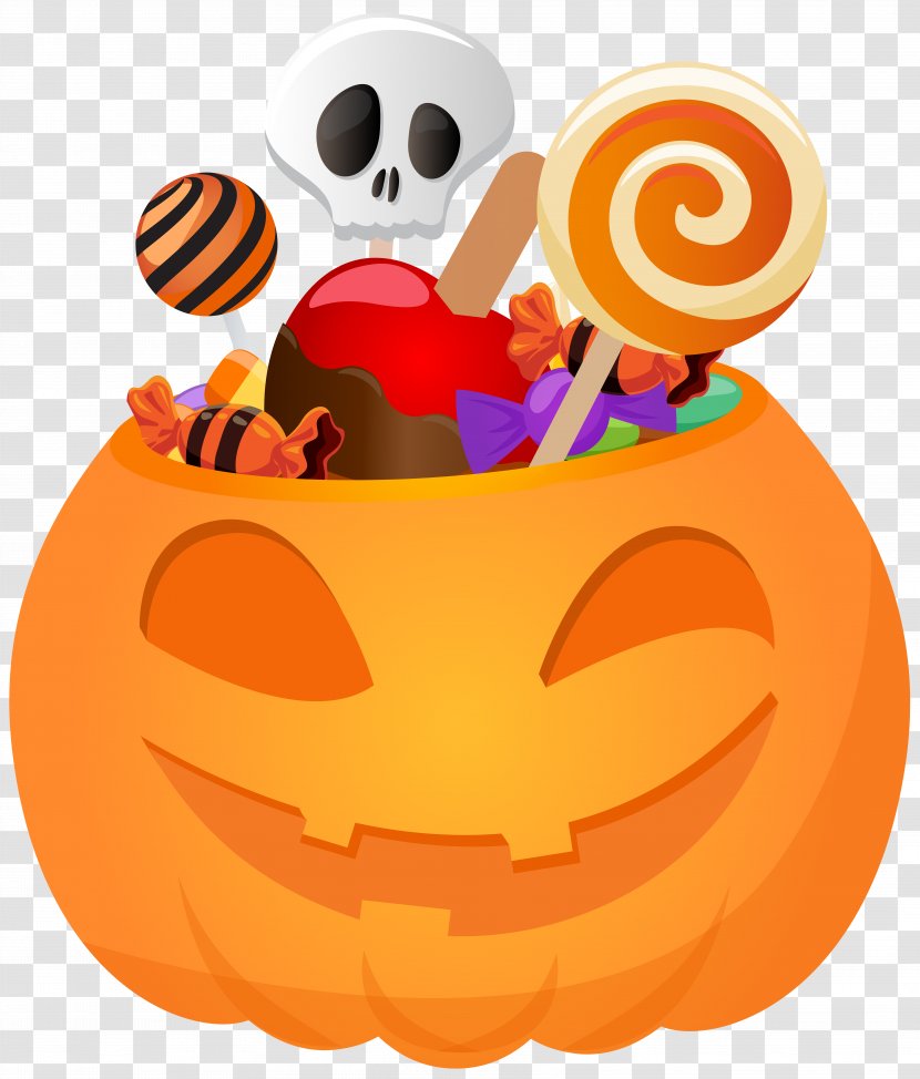 Jack-o'-lantern Halloween Clip Art - Orange - Pumpkin With Candy PNG Image Transparent PNG