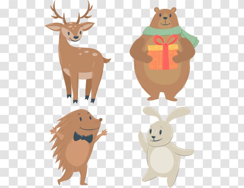 Reindeer Animal - Rabbit - Hand-painted Winter Small Animals Transparent PNG