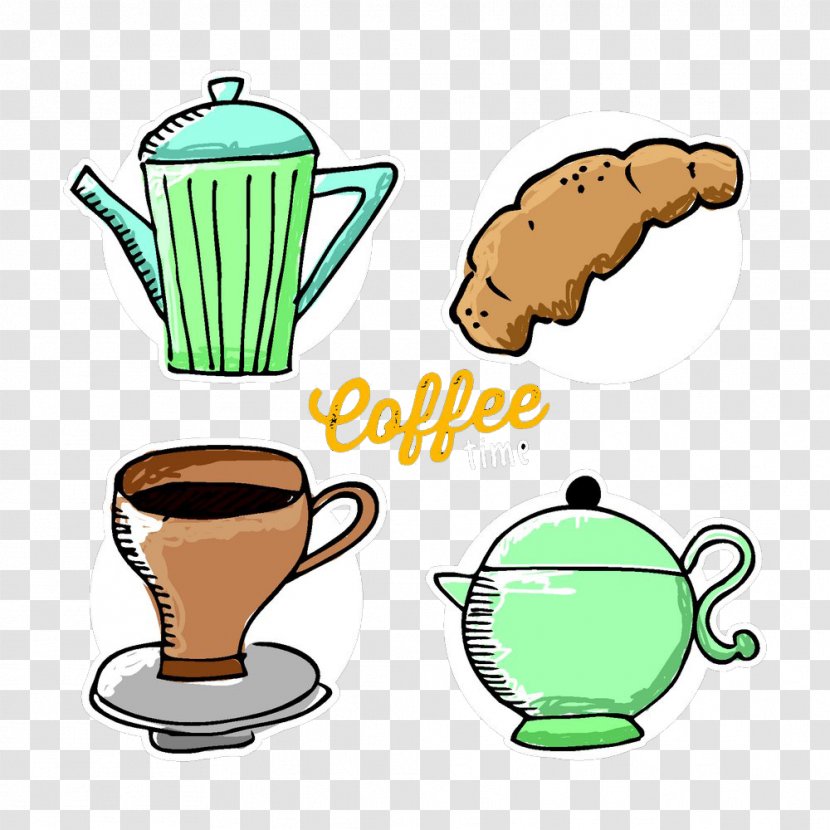 Coffee Cup Croissant Breakfast Toast - Kettle - And Croissants Transparent PNG