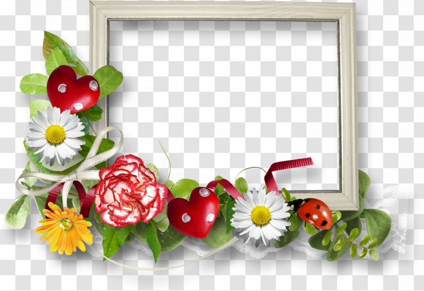Flower Picture Frames Wreath Clip Art - Ladybird - Olive Transparent PNG