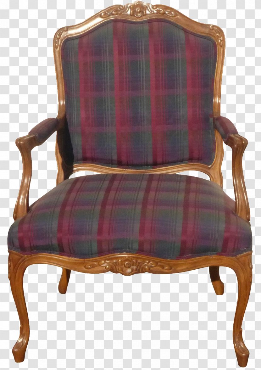 Furniture Chair Antique Tartan Pattern - Armchair Transparent PNG