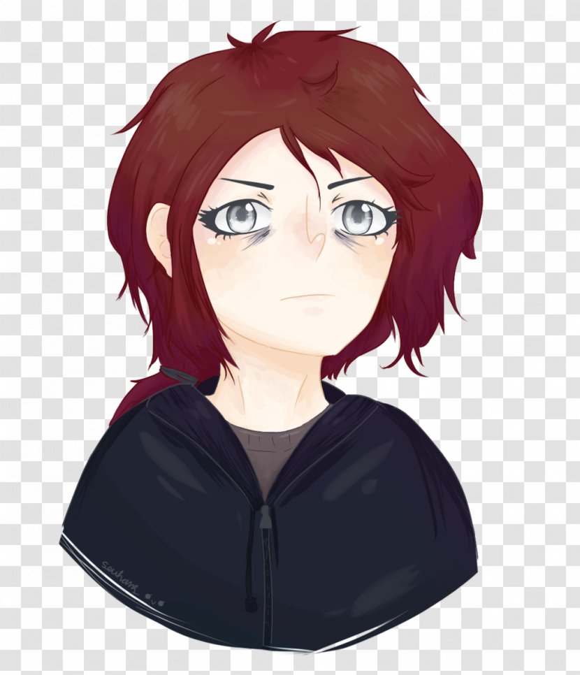 Black Hair Coloring Hairstyle Long - Cartoon - TIRED Transparent PNG