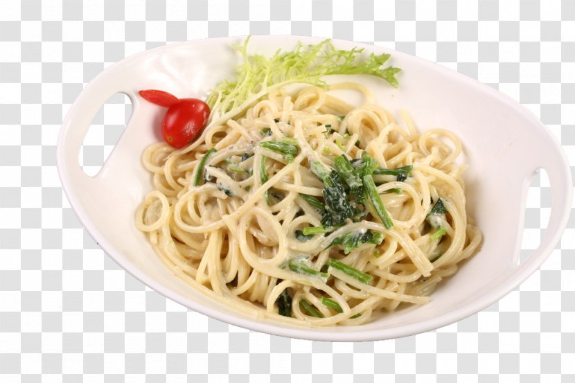 Spaghetti Aglio E Olio Chow Mein Lo Alle Vongole Chinese Noodles - Vegetarian Food - Features Ramen Salad Transparent PNG