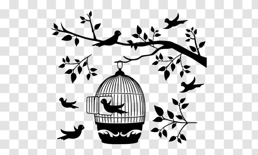 Cage Bird Branch Black-and-white Nest - Silhouette Pet Supply Transparent PNG