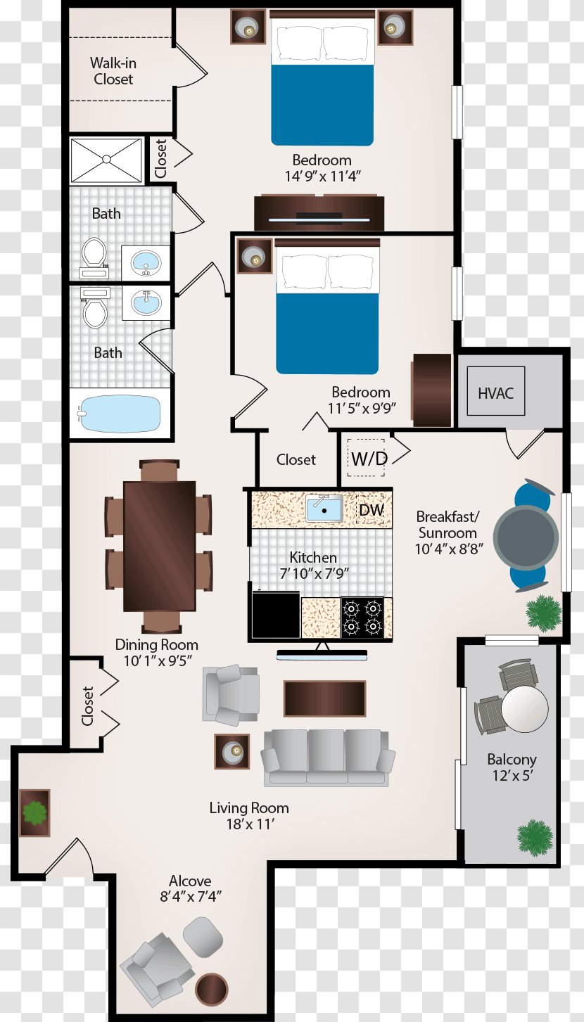 Country Place Apartments House Renting Floor Plan - Apartment Transparent PNG