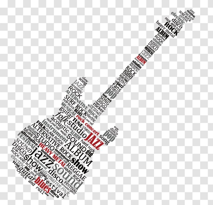 Electric Guitar Musical Instrument Collage Letter Creativity - Heart - Alphabet Of Transparent PNG