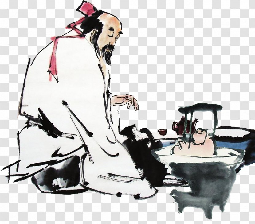 Ink Chinese Painting - Antique Tea Elderly Transparent PNG