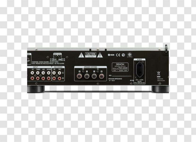 Denon PMA-520AE Amplifier Audio Power Integrated PMA 720AE - Electronics - Receiver Transparent PNG