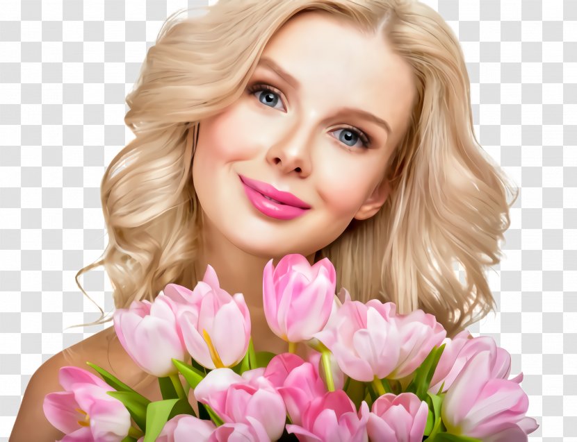 Hair Pink Skin Flower Beauty - Lip - Cheek Plant Transparent PNG