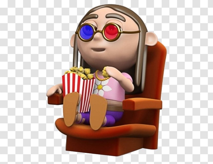 Popcorn Cinema - Eyewear - 3D Cartoon Watching Movie People Transparent PNG