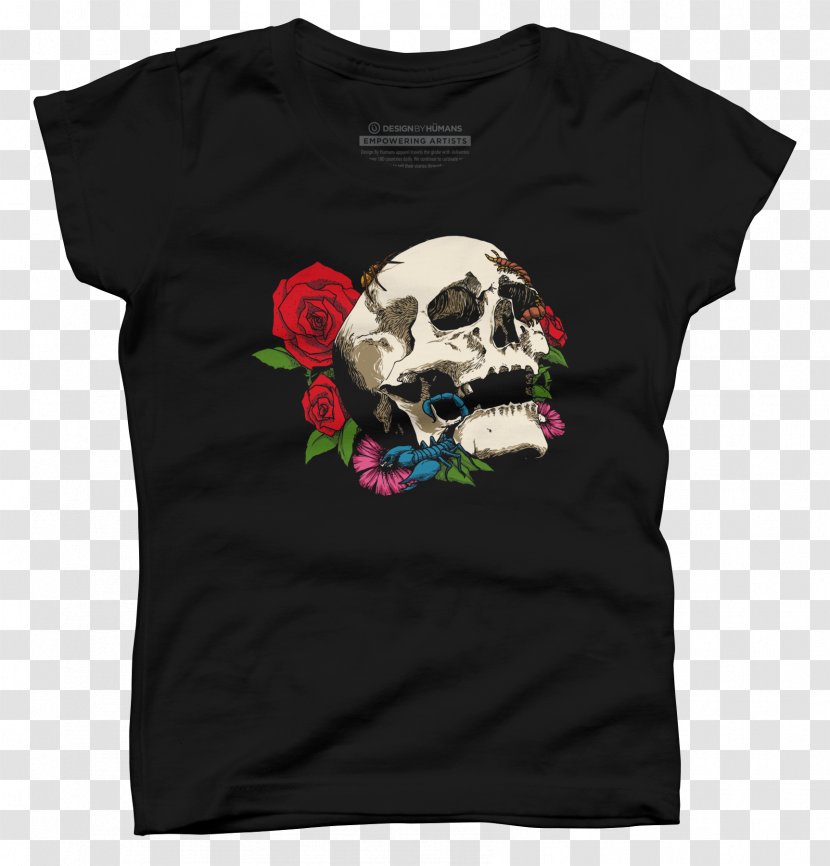 T-shirt Human Skull Symbolism Bed Of Roses Design By Humans - Frame Transparent PNG