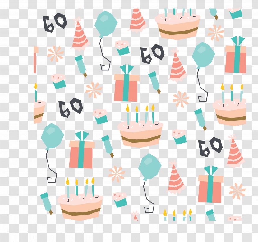 Birthday Cake Party Pattern - Sweet Sixteen - Celebration Background Transparent PNG