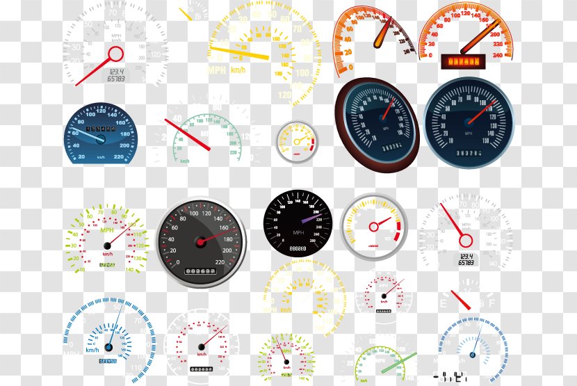 Velocity Euclidean Vector Speedometer Gauge - Button - And Counter Transparent PNG