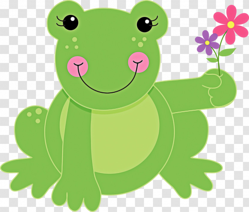 Green Cartoon Frog Leaf True Frog Transparent PNG