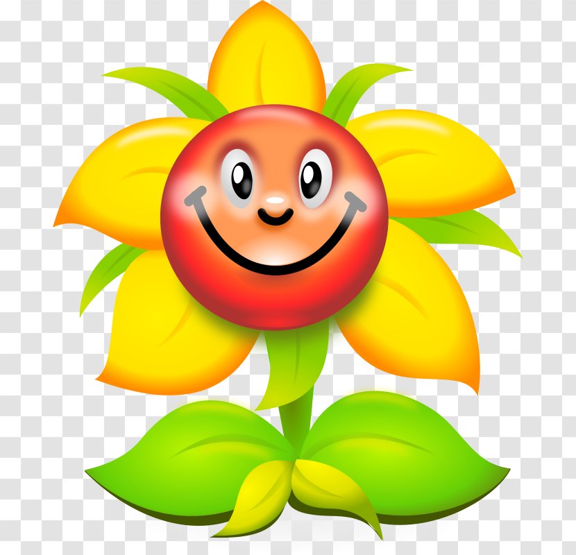 Cartoon Flower Smiley Clip Art - Yellow Transparent PNG