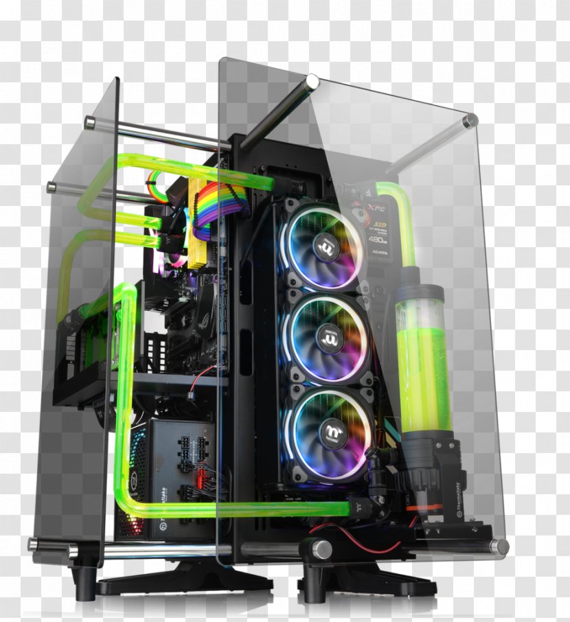 Computer Cases & Housings System Cooling Parts Core P5 ATX Wall-Mount Chassis CA-1E7-00M1WN-00 Thermaltake Personal - Gaming - Glass Transparent PNG
