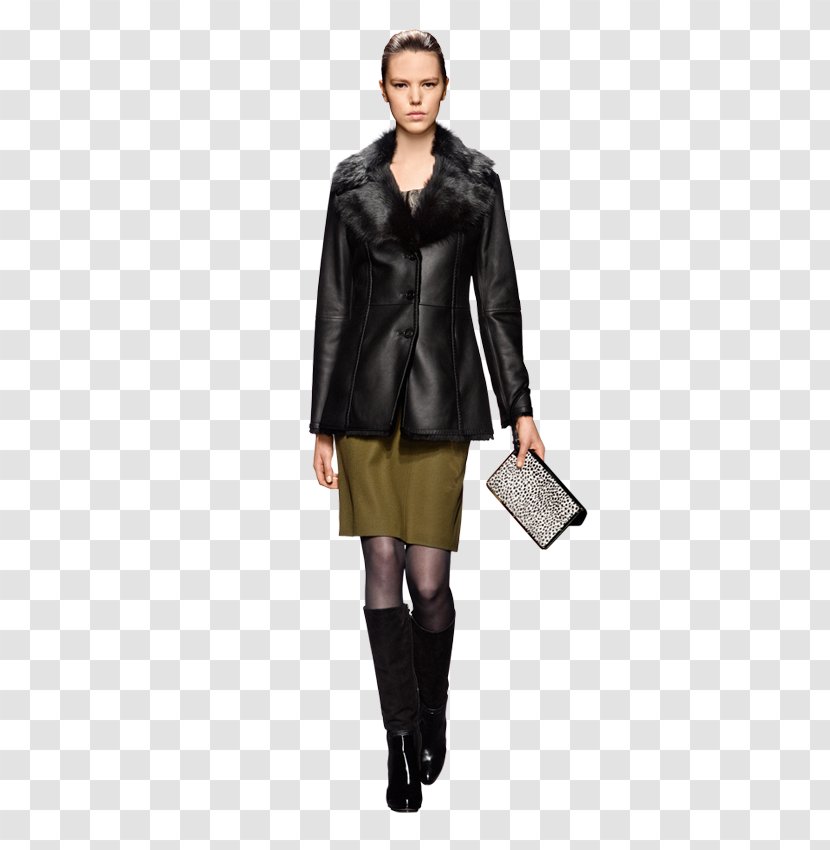 Coat Leather Jacket Sleeve - Model - Black Woman Transparent PNG