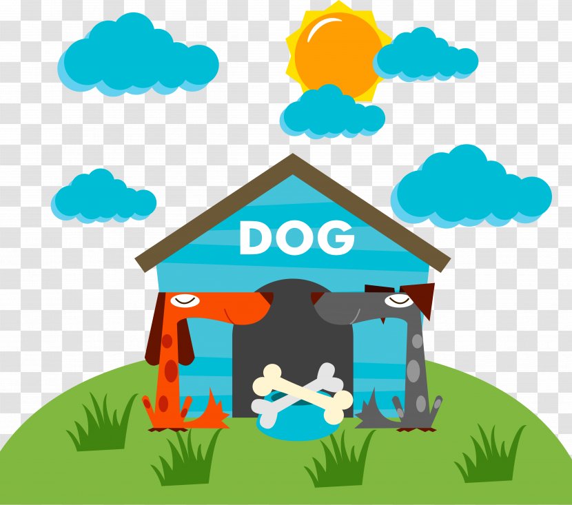 Doghouse Clip Art - Flat Dog Couple Kennel Vector Transparent PNG