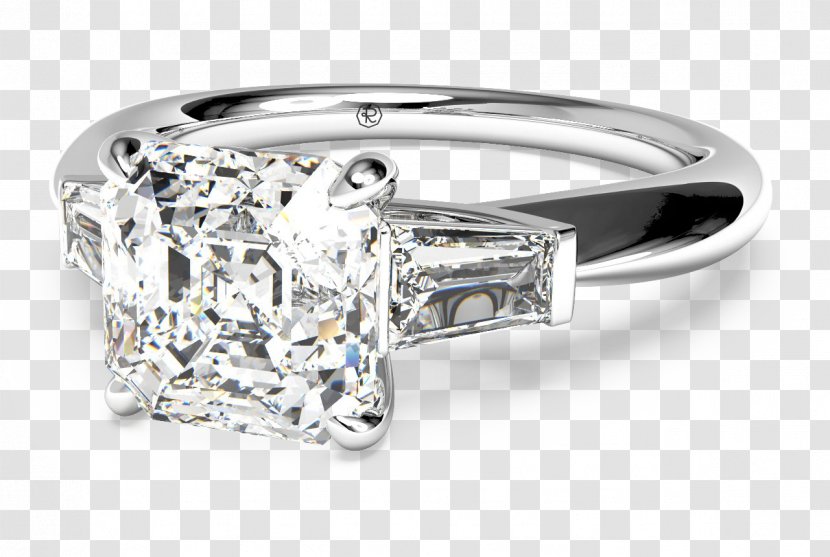 Baguette Diamond Cut Princess Engagement Ring - Proposal Transparent PNG