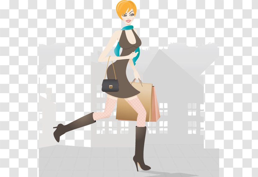 Paris Shopping - Cartoon - Woman Transparent PNG