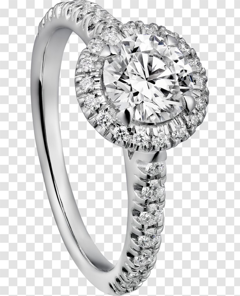 Engagement Ring Solitaire Cartier Diamond - Platinum Transparent PNG
