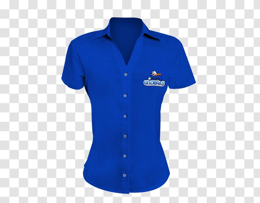 T-shirt Collar Blouse Uniform - Electric Blue - Mock-up Transparent PNG