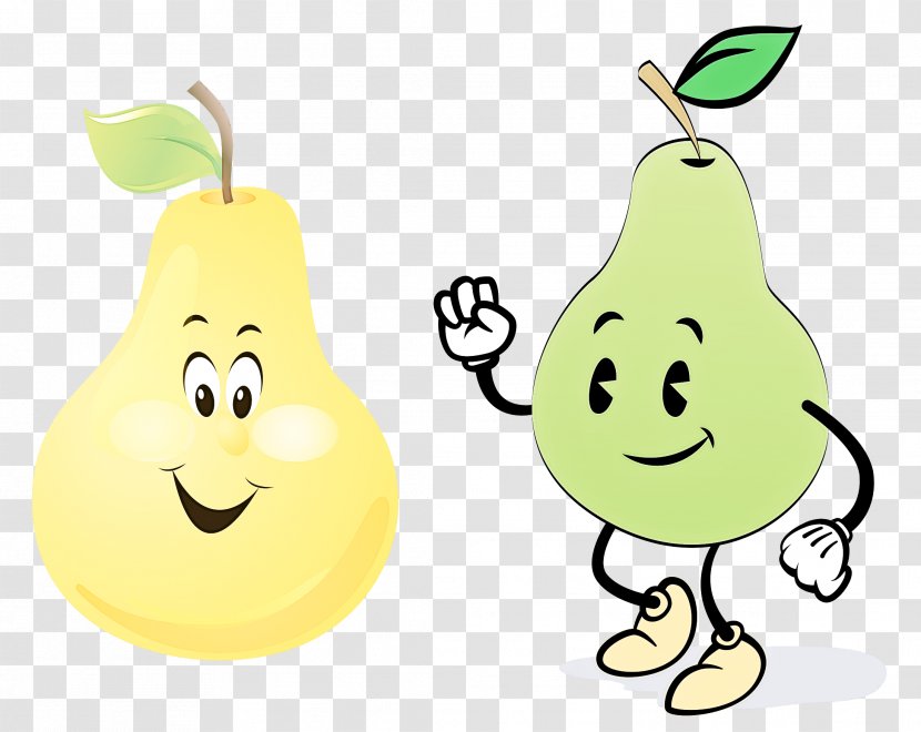 Pear Cartoon Yellow Happy - Plant Fruit Transparent PNG