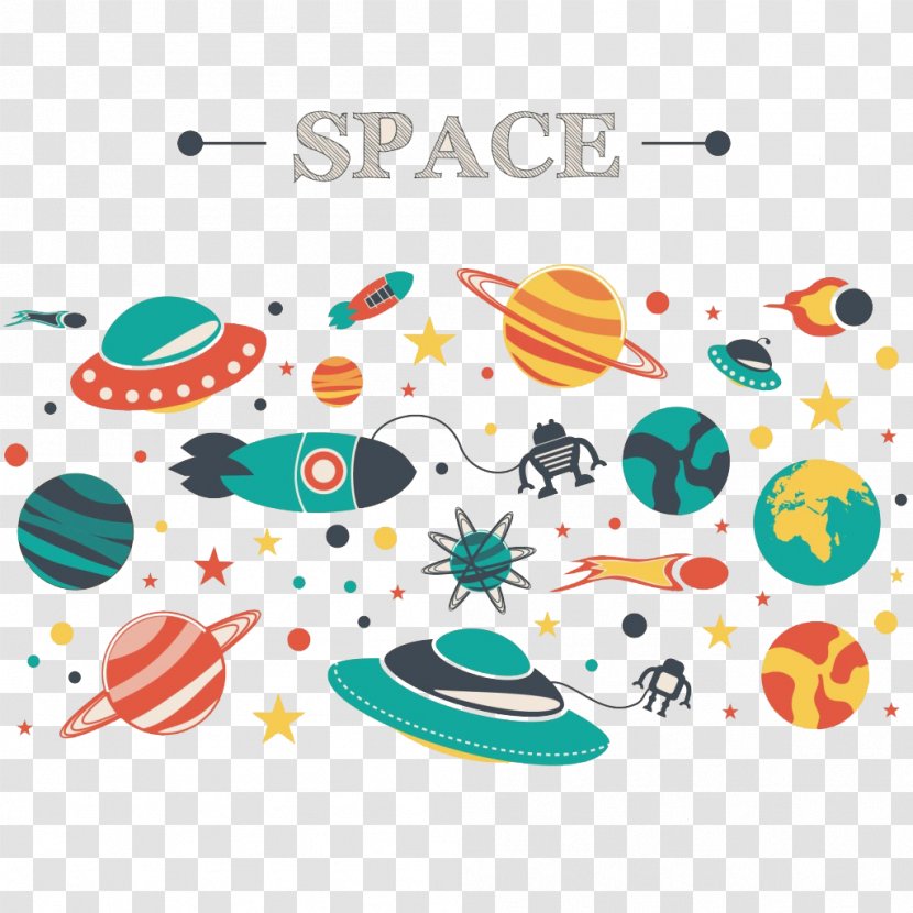 Spacecraft Outer Space Cartoon Illustration - Flying Saucer - Scene Transparent PNG