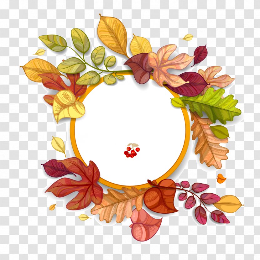 Autumn Leaf Color Euclidean Vector - Flower - Hand Painted Circular Background Transparent PNG